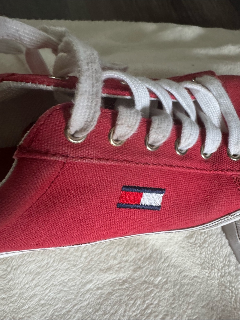 Tommy Hilfiger Red Canvas Low-Top Sneakers